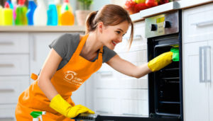 limpieza horno empleada